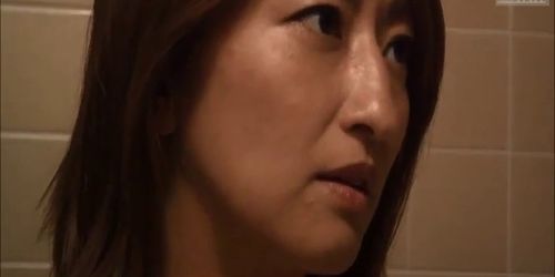 Japanese beauty widowed mother collared by son for blowjob